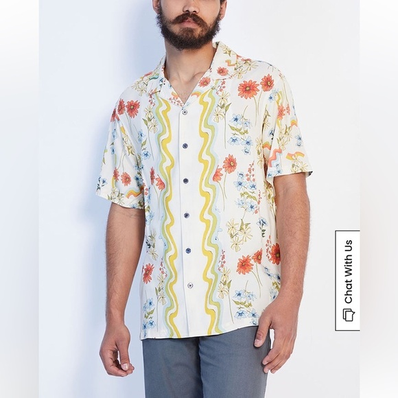 Pacsun Cruise Resort Camp Button Up Shirt Standard Fit Lightweight M Floral - Picture 5 of 16